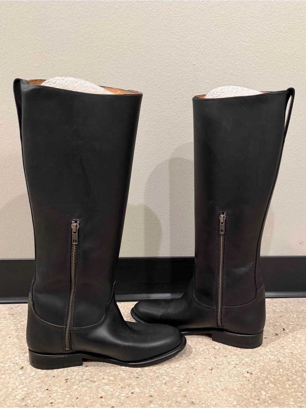 Lucchese Bruna black leather riding boots three buckle straps new never worn - Picture 4 of 7